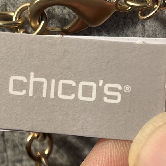 NWT Chico’s Faux Stone Goldtone Tassel Statement Necklace Red Orange - Picture 8 of 9